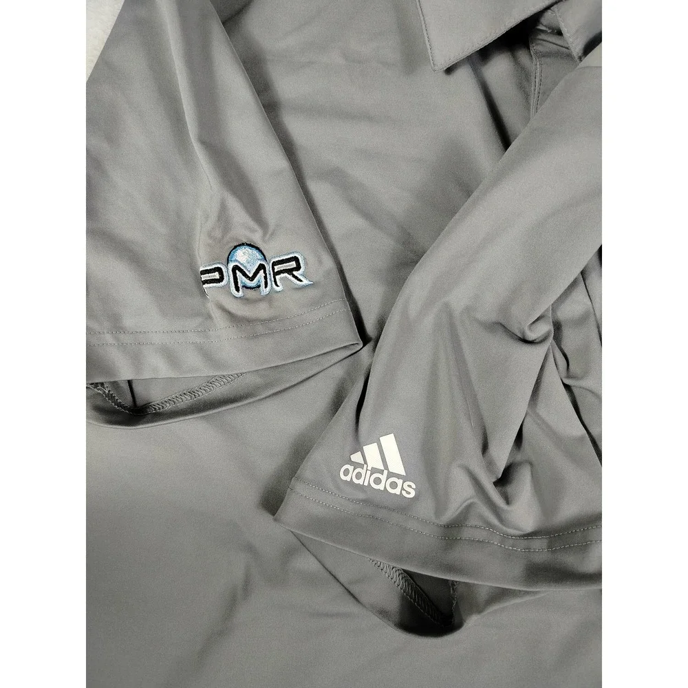 Adidas Polo Shirt Mens Large Gray PMR Logo Golf Performance Lightweight Active‎